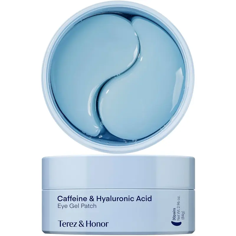 Terez & Honor Patchs Yeux — 60 Masques Hydrogel Coréens pour Cernes, Poches et Ridules — Caféine, Hyaluronique, Niacinamide — Hydratants, Végane, Sans Parfum