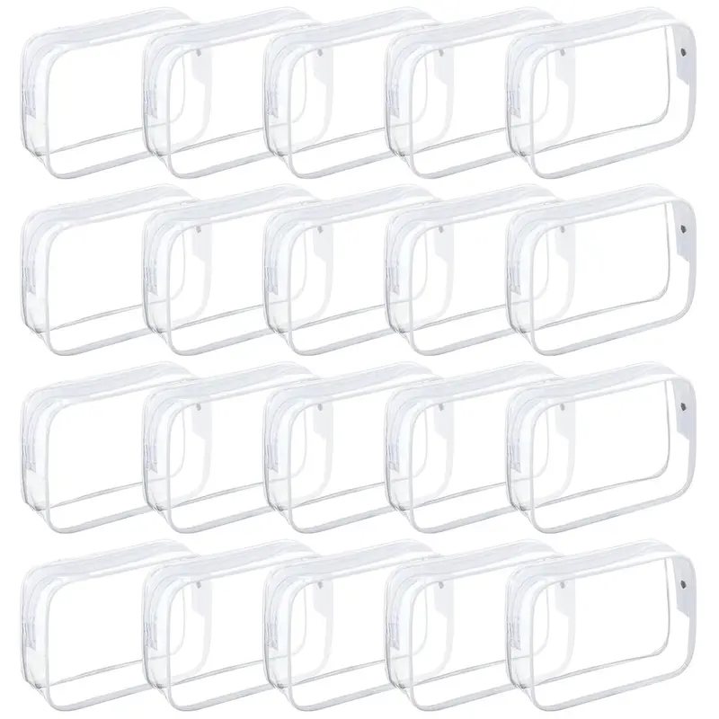 TERGY – 20 Sacs Cosmétiques Transparents Étanches avec Zip | Trousse PVC Voyage