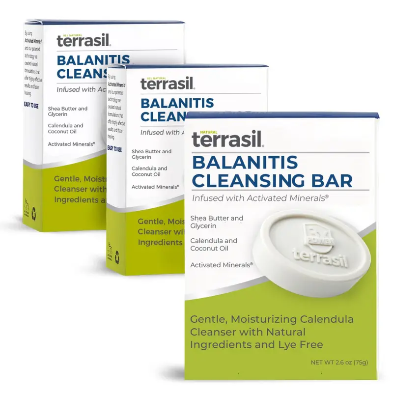 Terrasil Savon Balanite pour Hommes – Soulagement apaisant, testé dermatologiquement, hypoallergénique, 75 g (3x25 g)