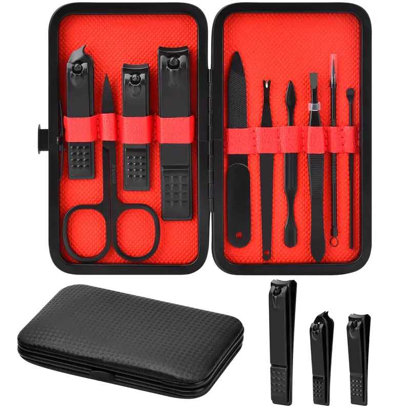 Terulltase – Coffret Manucure 10-en-1 pour Homme | Outils en Acier Inox Premium