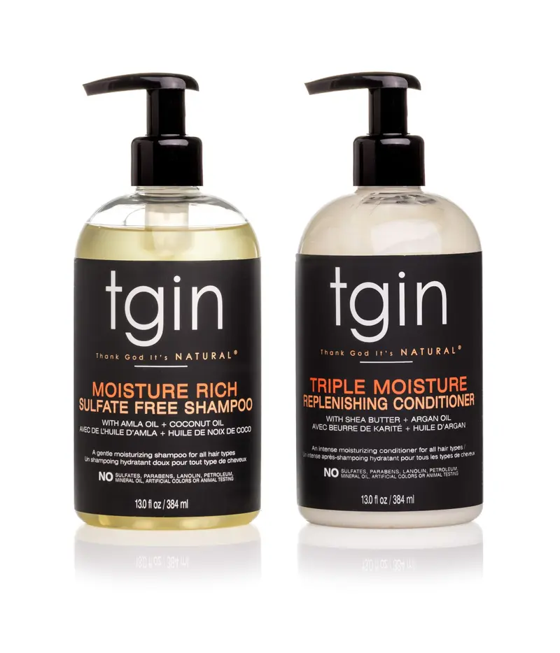 tgin Duo Shampoing & Après-Shampoing Hydratants – Cheveux Bouclés, Crépus et Ondulés, Sans Sulfates, 13 oz