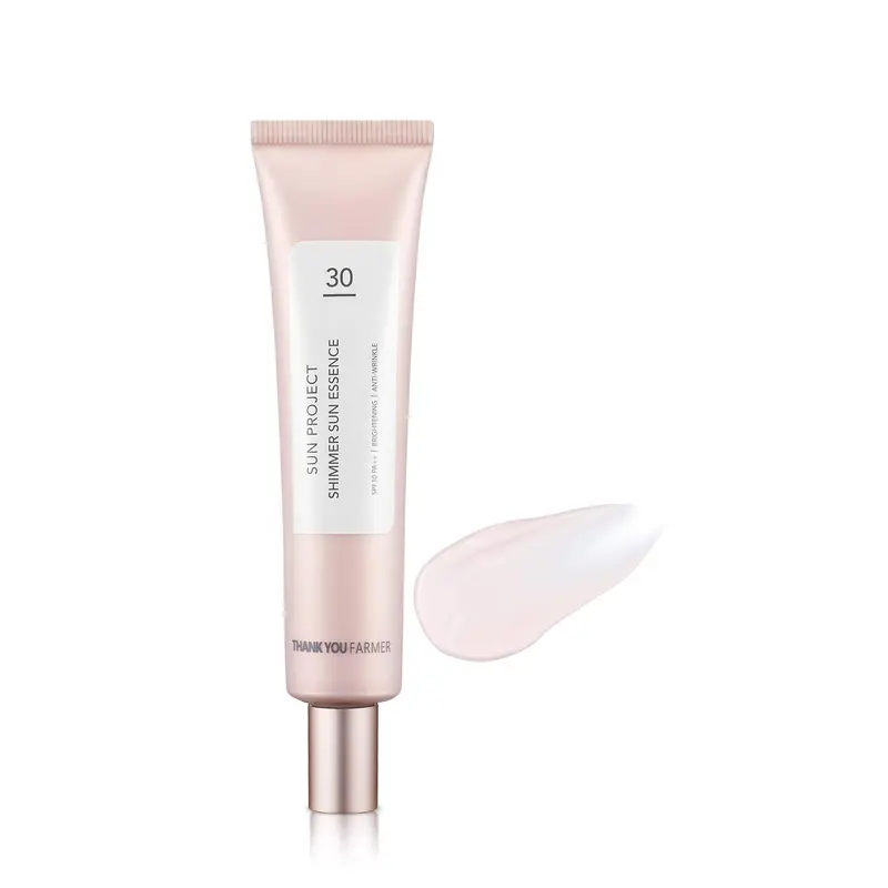 THANKYOU FARMER Sun Project Shimmer Sun Essence SPF30 PA++ – Éclat Rosé Hydratant 40 ml