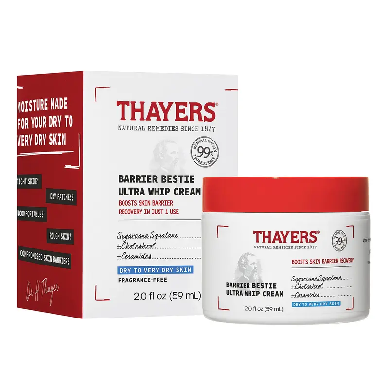 THAYERS Barrier Bestie Crème Visage Ultra Fouettée – Hydratation Intense pour Peau Sèche | 2 oz