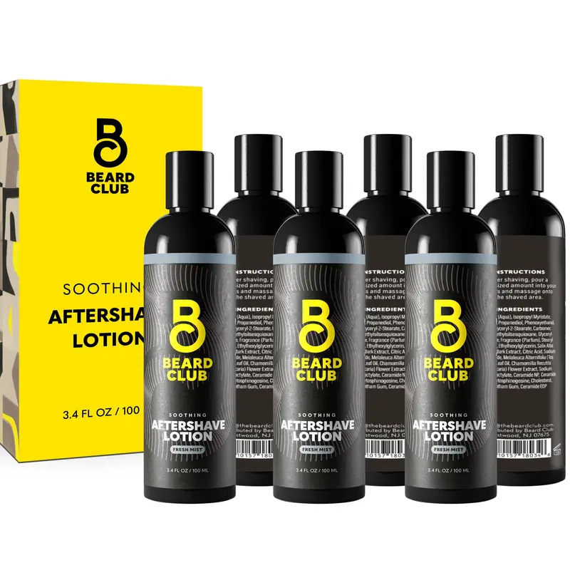 The Beard Club Après-Rasage pour Homme – Lotion apaisante sans alcool avec Camomille, Huile d’arbre à thé et Écorce de Saule – Lot de 3 × 3,4 oz