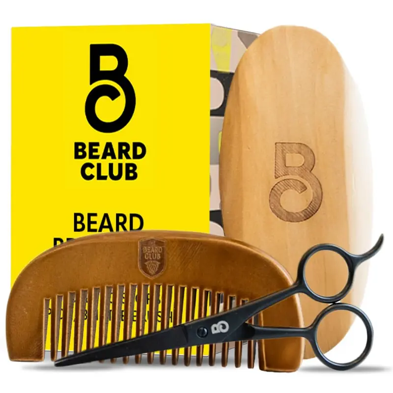 The Beard Club Brosse, Peigne et Ciseaux – Kit Grooming Barbe et Moustache