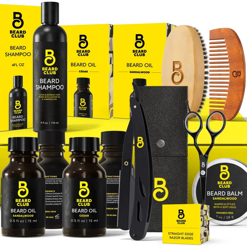 The Beard Club – Coffret Premium Soin Barbe pour Homme (Cèdre & Santal) – Cadeau