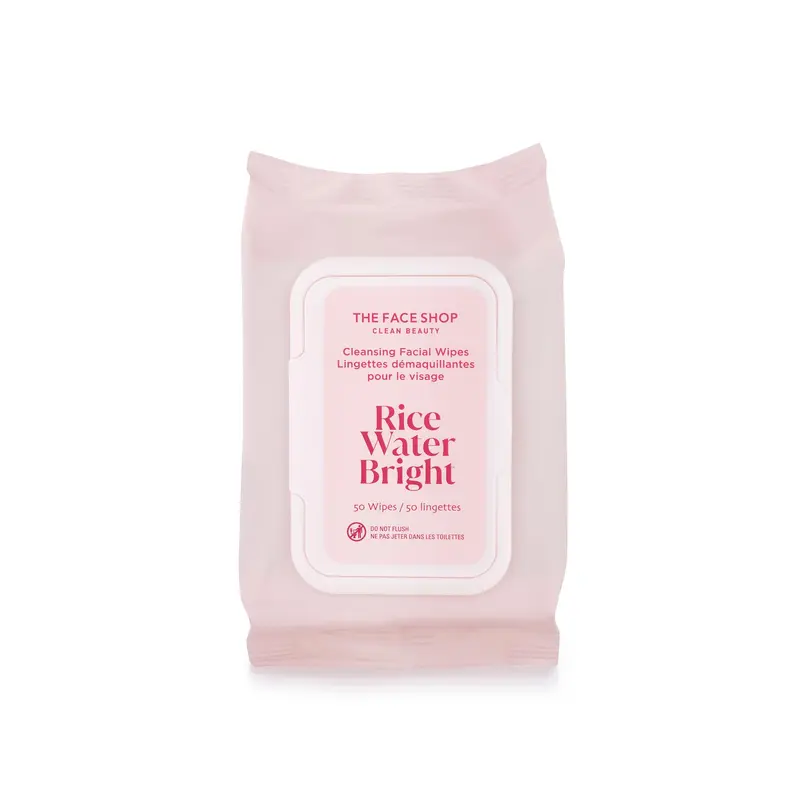 The Face Shop Lingettes démaquillantes Rice Water Bright – Eau de Riz, Hydratantes, Véganes