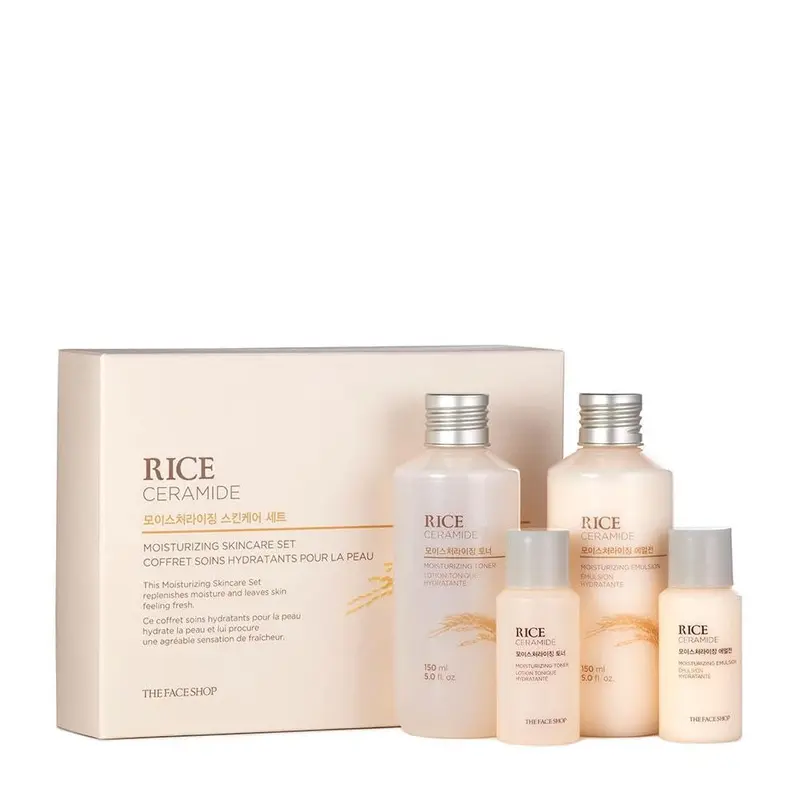 The Face Shop Rice Ceramide – Coffret Tonique et Émulsion Hydratants, Soin Coréen au Riz