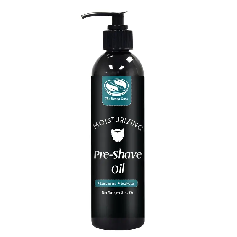 The Henna Guys – Huile Pré-Rasage pour Hommes 236 ml Peaux sensibles Rasage sans brûlure Rasoir droit ou sécurité Citronnelle et Eucalyptus