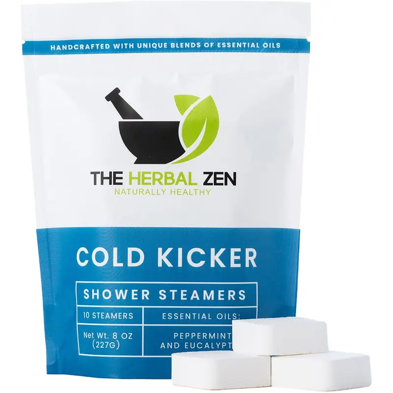 The Herbal Zen Cold Kicker – Bombes de Douche Menthe & Eucalyptus – Fabriqué aux États‑Unis – Coffret 10