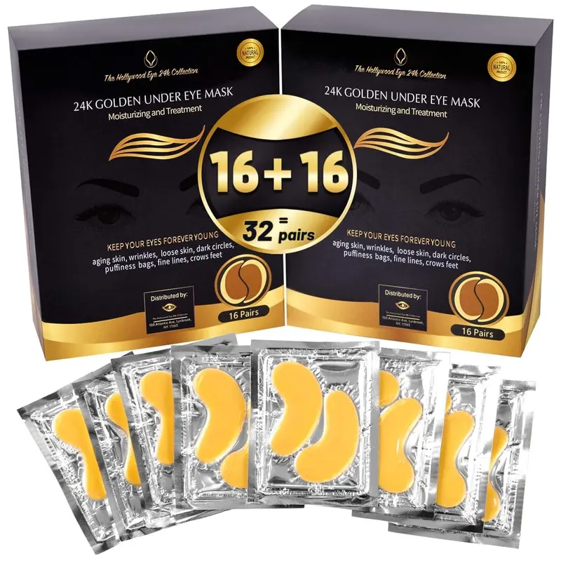 The Hollywood Eye 24K Collection – Patchs Or 24K pour les Yeux (32 Paires)