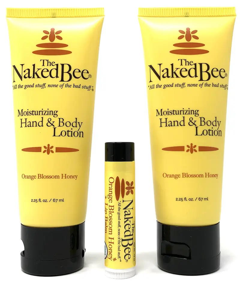 The Naked Bee – Lotion au miel fleur-d-oranger et baume à lèvres, hydratants et naturels, sans cruauté animale