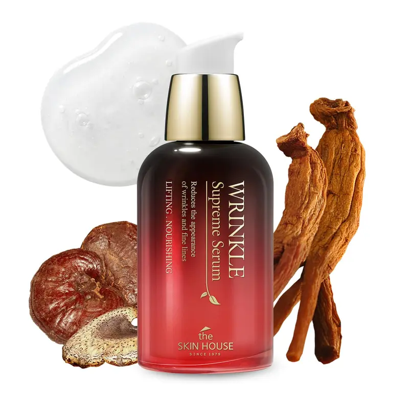 THE SKIN HOUSE Wrinkle Supreme Serum – Sérum visage au ginseng rouge et complexe de 9 champignons (K-beauty)