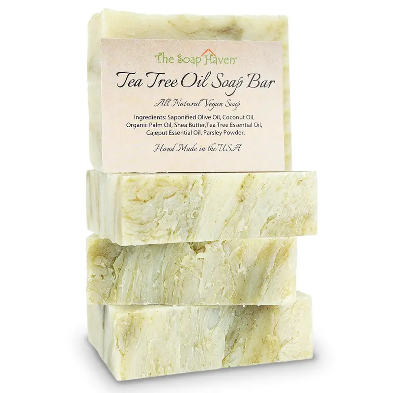 The Soap Haven – Savon Arbre à Thé – 4 Grandes Barres Naturelles (4,5 oz) pour Visage, Mains et Corps – Fait Main aux États‑Unis, Sans OGM