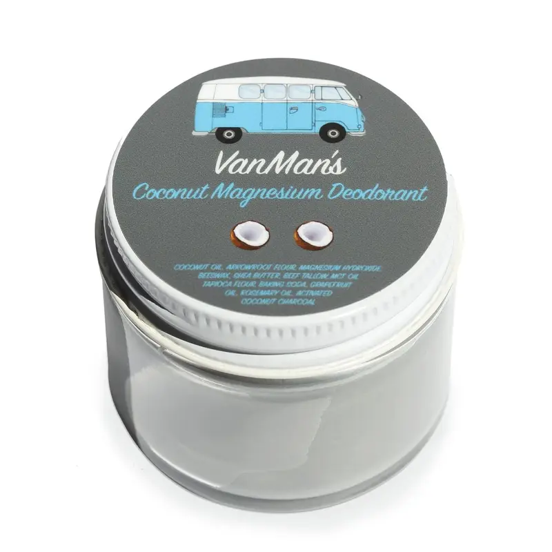 The VanMan Company Vanman’s Déodorant artisanal au coco et magnésium – Contrôle des odeurs pour aisselles – Routine pour femmes et hommes – 2,8 oz (79 g)