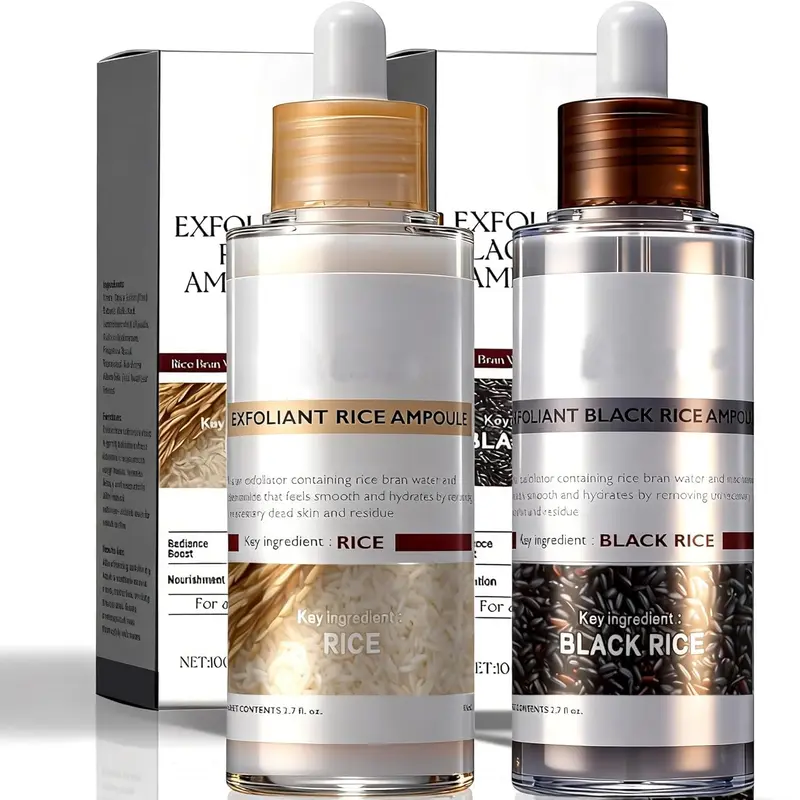 THESHYING Duo Ampoules Gommage Riz Shot Glow — Pores Miniaturisés et Hydratation Profonde | Exfoliant Riz Noir pour Tous Types de Peau | 2x199 ml