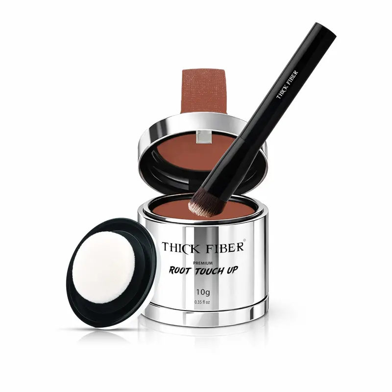 THICK FIBER Poudre Retouche Racines – Couvre Racines Gris et Cheveux Fins – Résistante à l’Eau et à la Transpiration (Rouge Brun, 0,35 oz)