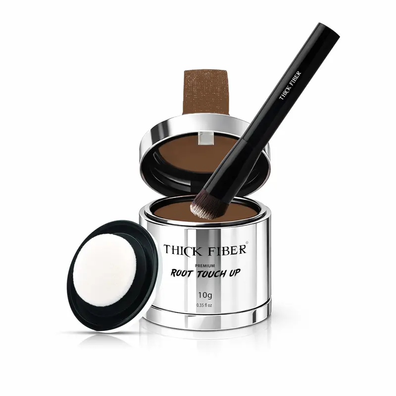THICK FIBER Poudre Retouche Racines – Couvre Racines Grises et Cheveux Clairsemés (Brun Clair, 0,35 oz)