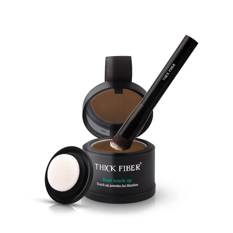 THICK FIBER Poudre retouche racines et concealer ligne capillaire – Résistant à l'eau et à la sueur (Châtain clair)