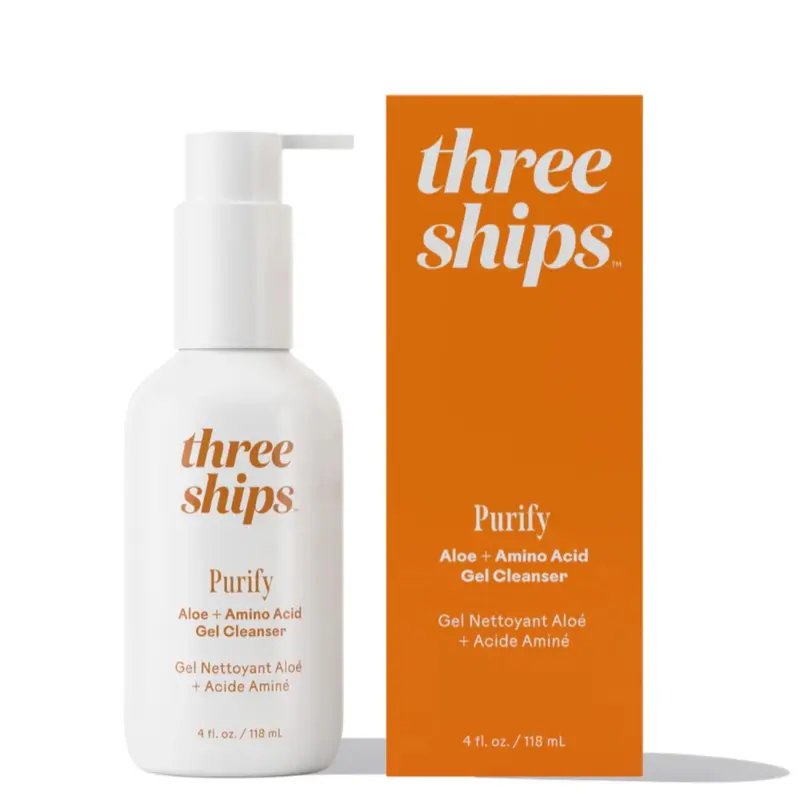 Three Ships Purify Aloe + Acide Aminé Gel Nettoyant — Hydratation, Nettoyage Doux, Peau Sensible (118 ml)