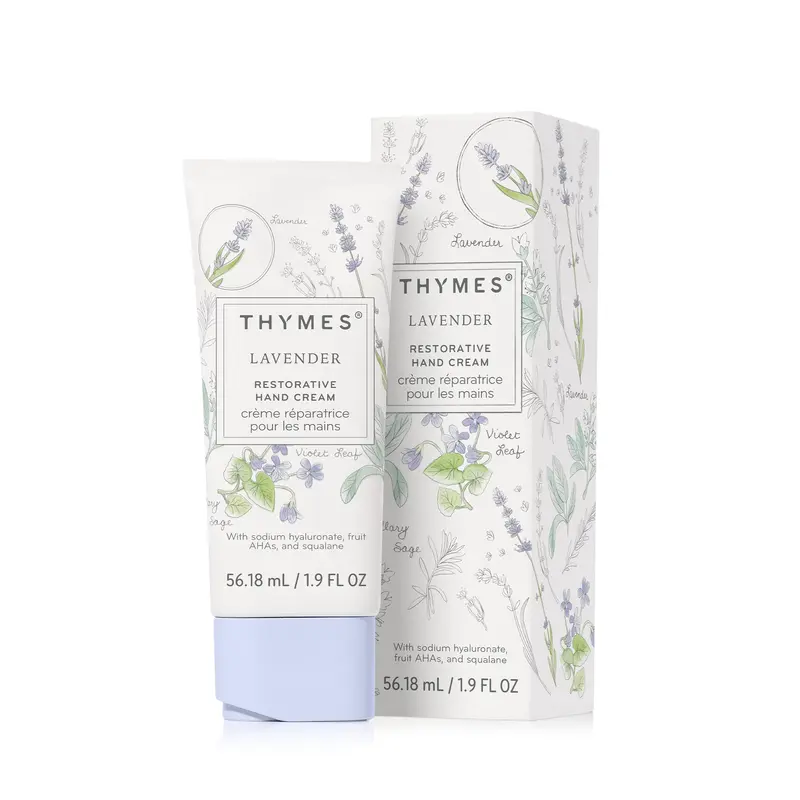 Thymes Crème Mains Restorative – Hydratation Voyage, Lavande, Bois de Rose & Sauge Sclarée