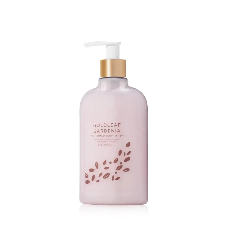 Thymes Gel douche hydratant avec pompe – Goldleaf Gardenia, notes Gardenia, Rose, Jasmin, Ambre, Patchouli et Praliné (270 ml)