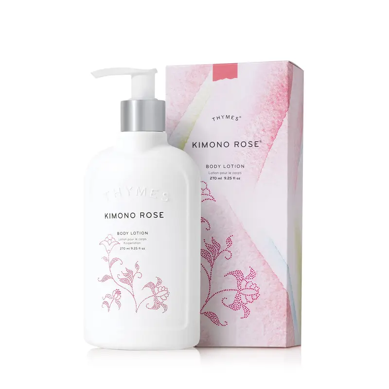 Thymes Lotion pour le corps Kimono Rose – Hydratation satinée (9,25 onces liquides)