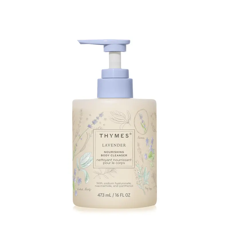 Thymes Nourishing Body Cleanser – Gel Douche Hydratant à Pompe, Lavande Veloutée, Bois de Rose et Sauge Sclarée – 16 fl oz (473 ml)