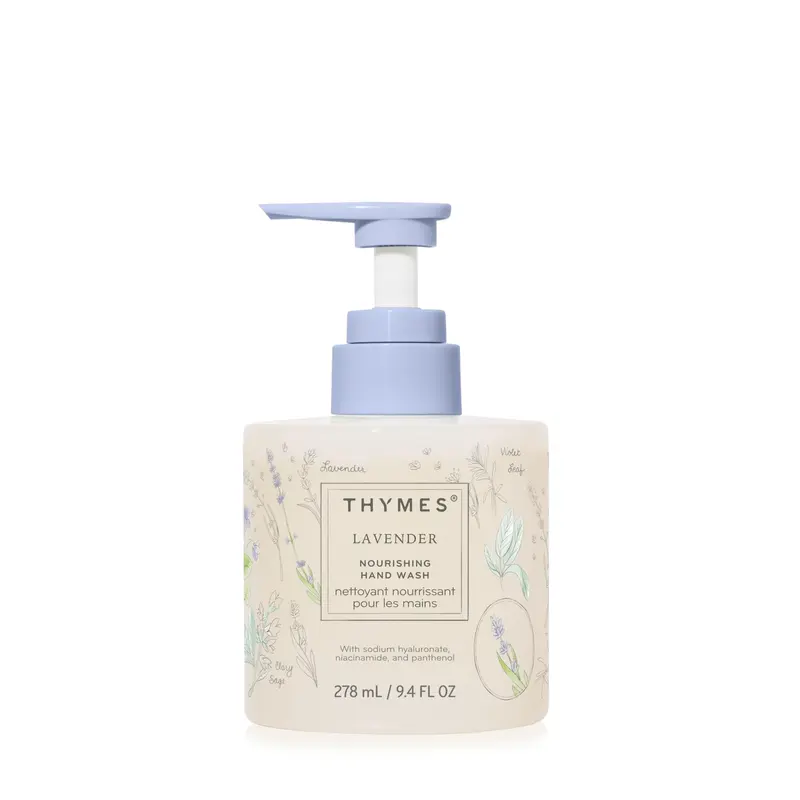 Thymes Nourrissant Mains – Gel lavant hydratant pour les mains, notes de lavande veloutée, bois de rose chaud et sauge sclarée – 9,4 oz