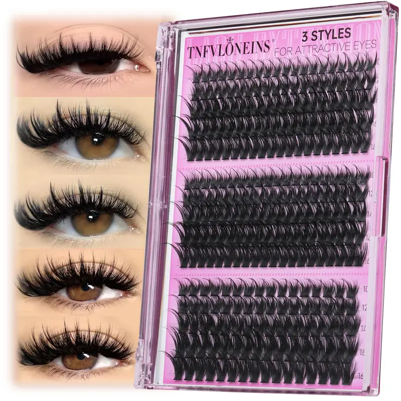 TNFVLONEINS Cils en grappes – 3 styles éfilés et épineux D Volume (10–16 mm) DIY
