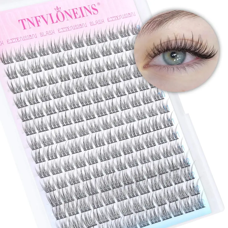 TNFVLONEINS Extensions en grappes Cils Naturels 9-12mm – 168 pièces