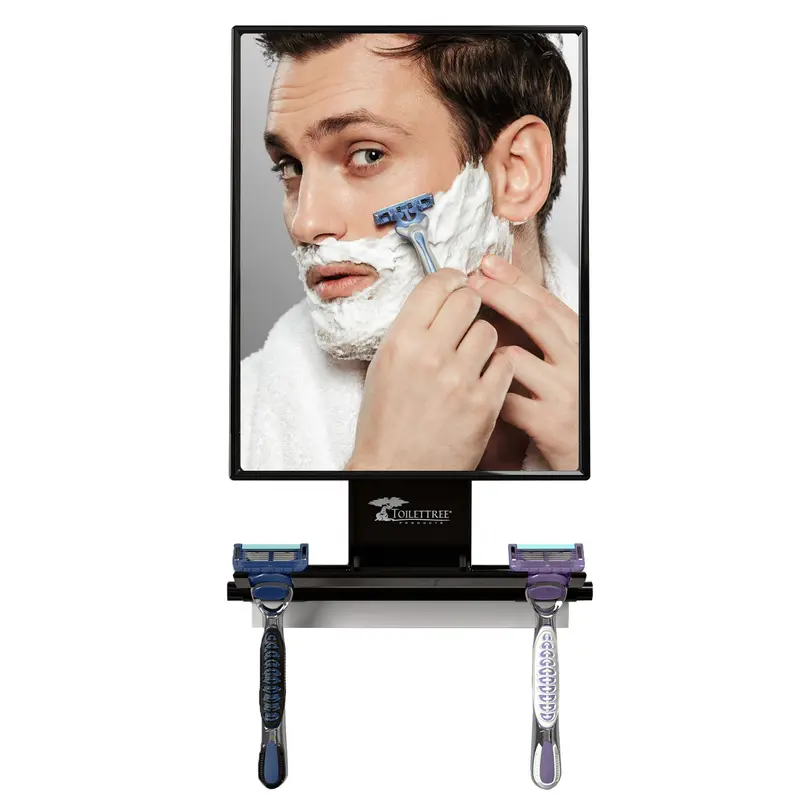ToiletTree Miroir de Douche Anti-Buée – Miroir Inclinable, Raclette Incluse, Résistant à la Rouille