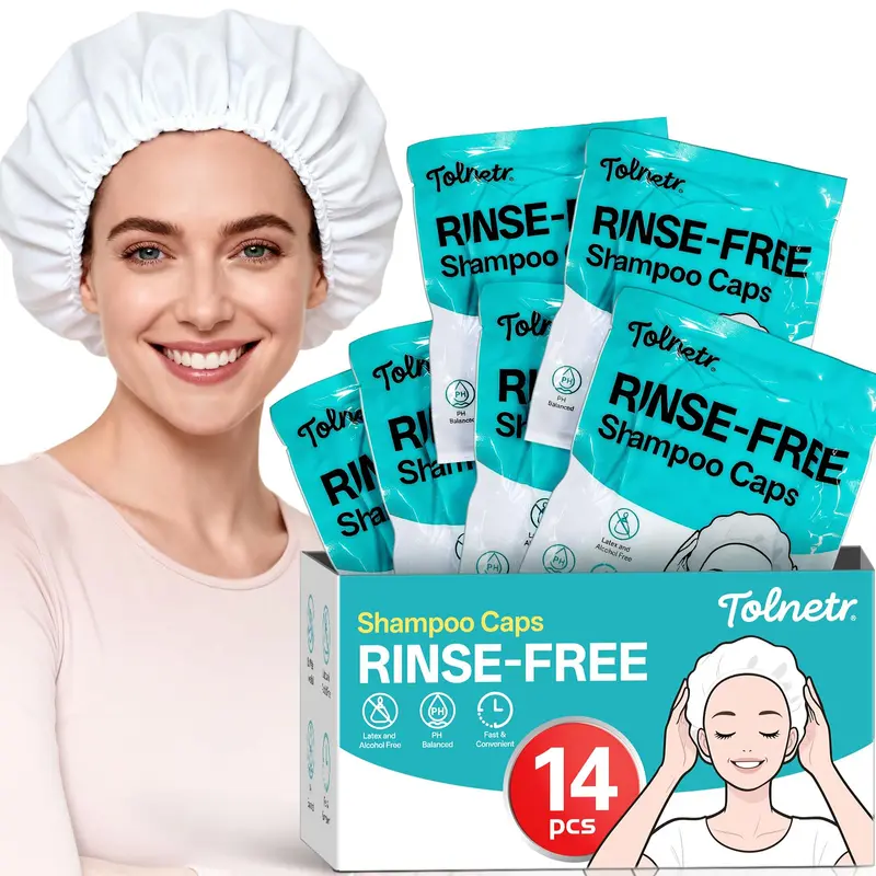 Tolnetr Caps Shampoing Sans Rinage – Ensemble 14 Pièces + 2 Tasses Mesure 100 ml