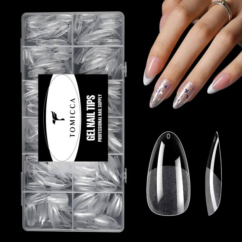 TOMICCA Extensions en Gel Amande – Préformés Demi-Matte, 240 Pièces, Ongles Clairs pour Débutants
