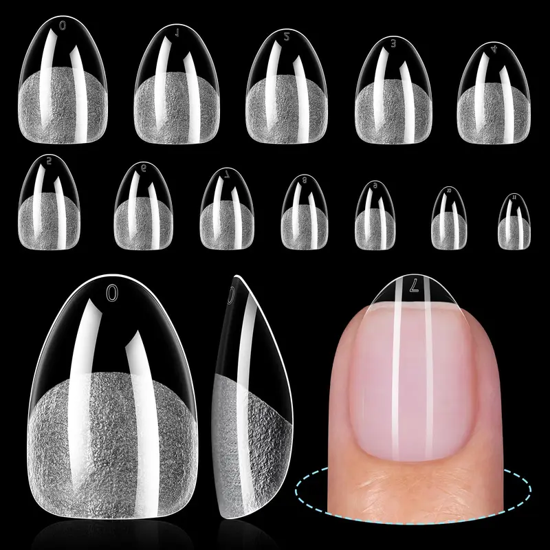 TOMICCA Pointes d’Ongles Amande Extra-Courtes – 192 Pièces, 12 Tailles – Gel Court et Faux Ongles pour Extensions à Domicile