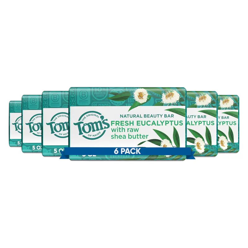Tom's of Maine Savon Beauté Naturel Hydratant – Eucalyptus Frais, 5 oz (142 g) par Barre, Pack de 6
