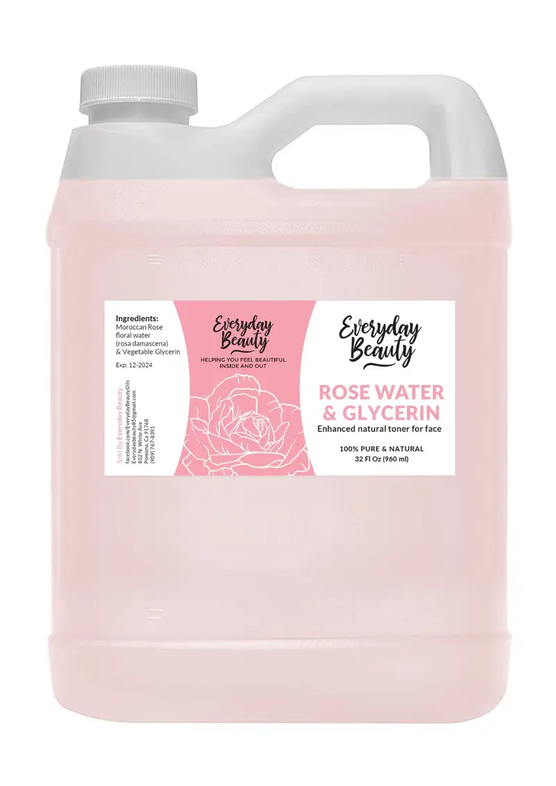 Tonique visage à l’eau de rose et glycérine – 946 ml végan, sans alcool | Everyday Beauty