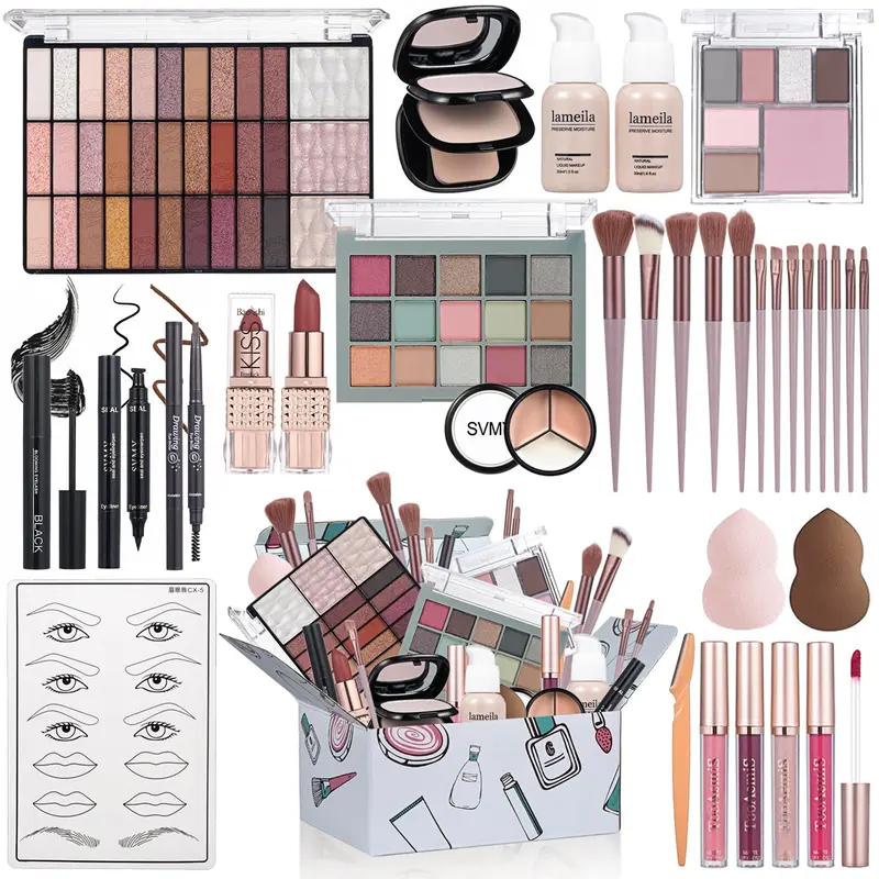 TooAemiS Coffret Maquillage Tout-en-Un – Kit Pro Yeux/Lèvres/Sourcils & Pinceaux