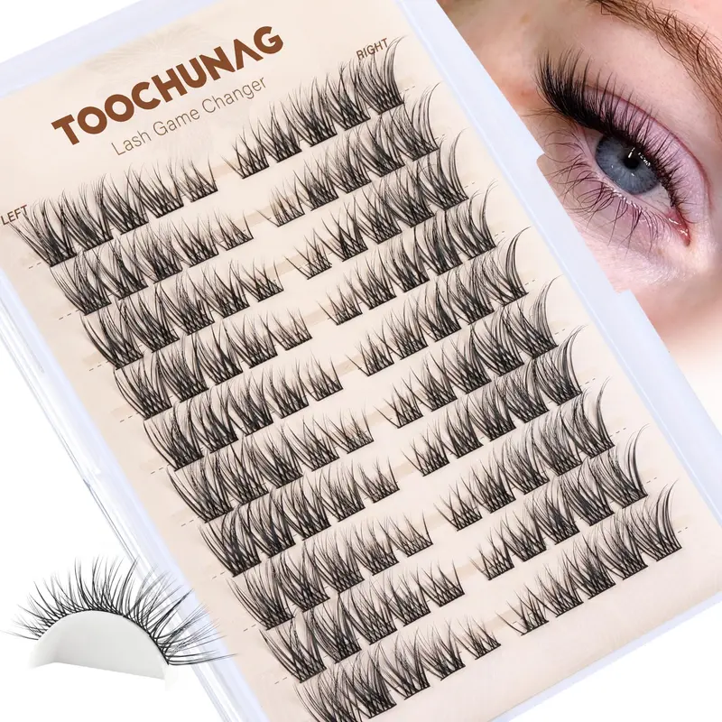 TOOCHUNAG Cils en Clusters 3D Effet Plume 8-16mm – Naturel et Facile à Appliquer (100 pièces)