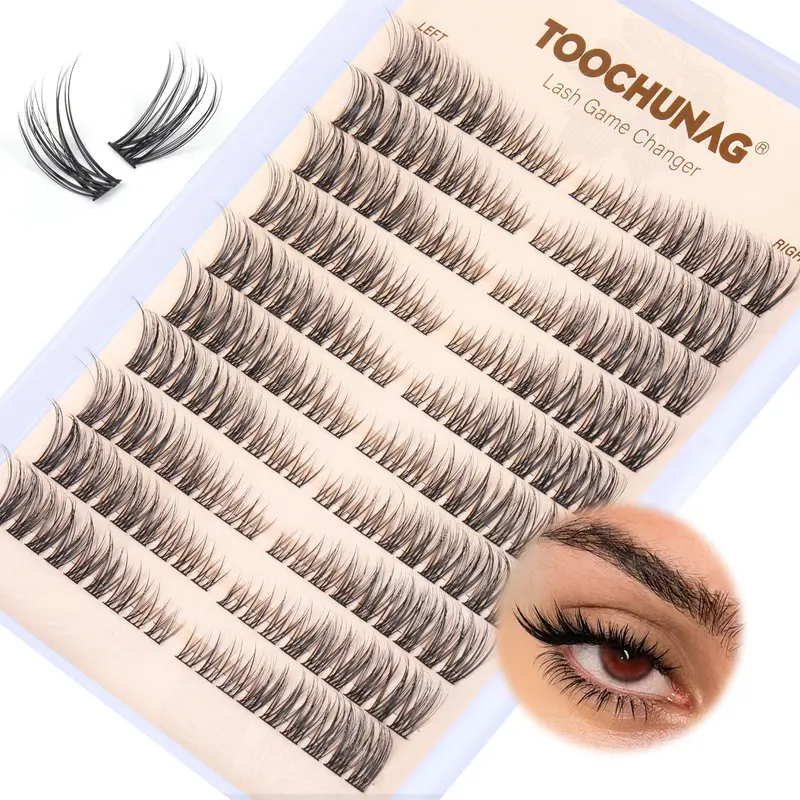TOOCHUNAG Cils en Clusters 3D Wispy C Curl – Gauche et Droite, 180 pcs