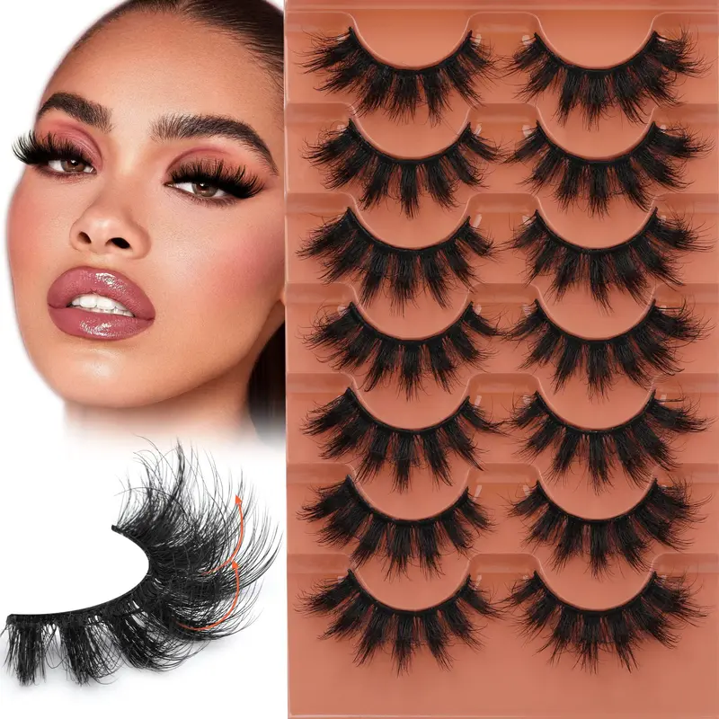 TOOCHUNAG Cils Faux Duveteux et Pointus 20mm 8D – Regard Renard Multipack 7 Paires