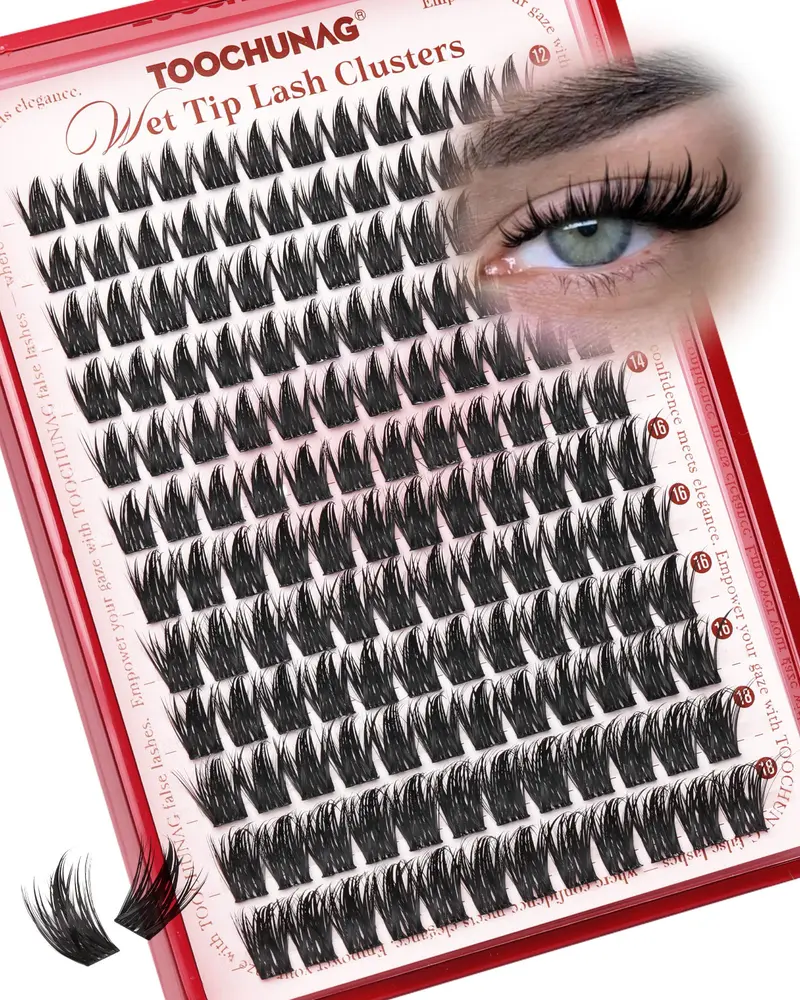 TOOCHUNAG Groupes de Cils Manga – Extensions en Clusters 12-18 mm, Regard Manga 3D
