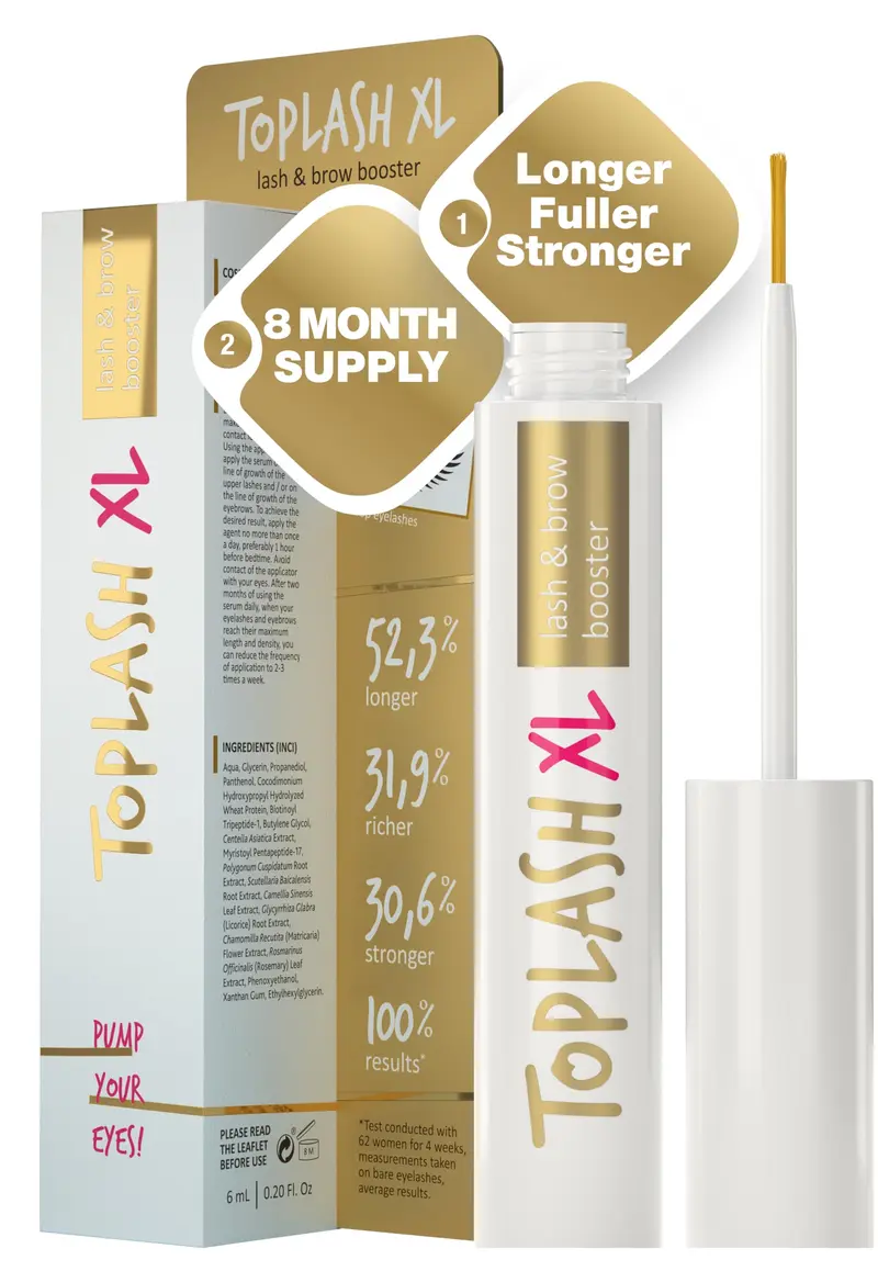 Toplash XL – Sérum de croissance pour cils et sourcils avec botaniques et peptides – 6 ml