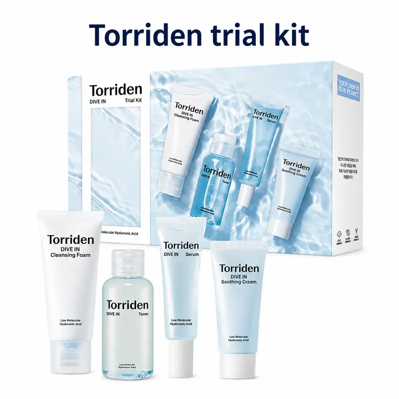 Torriden DIVE-IN Kit d’Essai Hydratant 110 ml – Routine K-Beauty Hydratante à l’Acide Hyaluronique