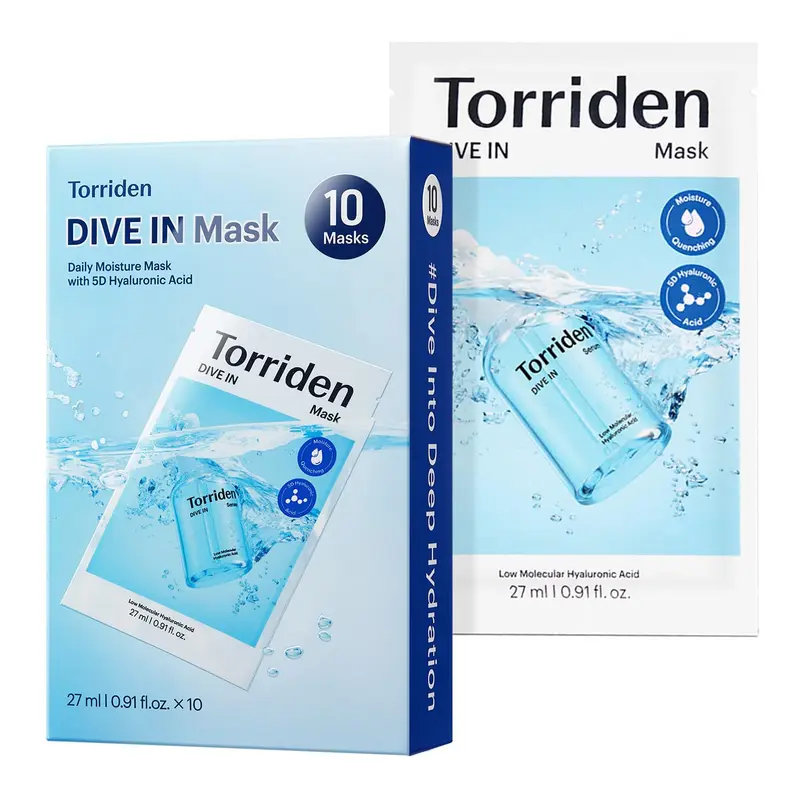 Torriden DIVE IN Masque Hyaluronique – Hydratation Profonde (10 feuilles) | Panthénol & Allantoïne | Soin Coréen