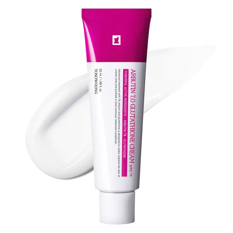 TOSOWOONG Crème Arbutine 7% et Glutathion – 70 000ppm Arbutine, 5 001ppm Glutathione, Niacinamide, Teint Uniforme, 50ml