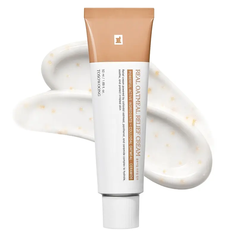 TOSOWOONG Real Oatmeal Relief Cream – Hydratation Quotidienne Visage et Soin Apaisant
