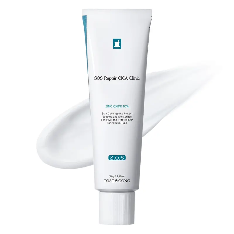 TOSOWOONG SOS Repair CICA Clinic Zinc Cream – 100 000 ppm Zinc Oxide, Soin Barrière, Apaise Acné et Rougeurs, Non-Comédogène, 50 g