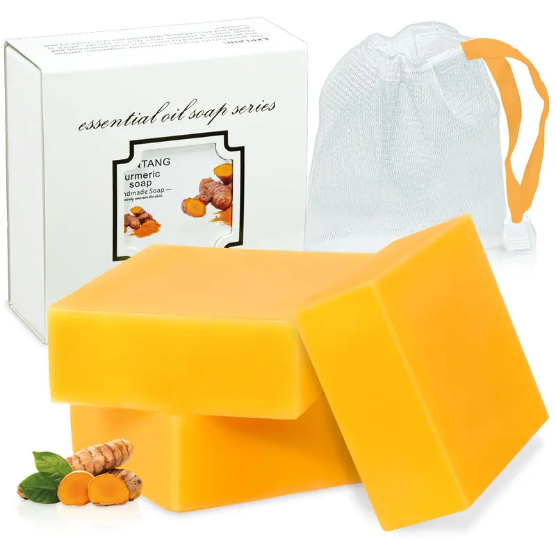 Tovaginsh – Lot de 3 Savons Curcuma Citron Bio pour Visage et Corps