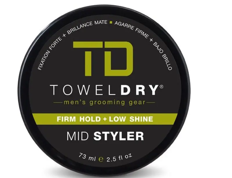 TOWELDRY Mid Styler – Maintien moyen 7/10 et Finition mate pour homme – Rinçage facile, 2,5 oz (73 ml) – Fabriqué aux États‑Unis